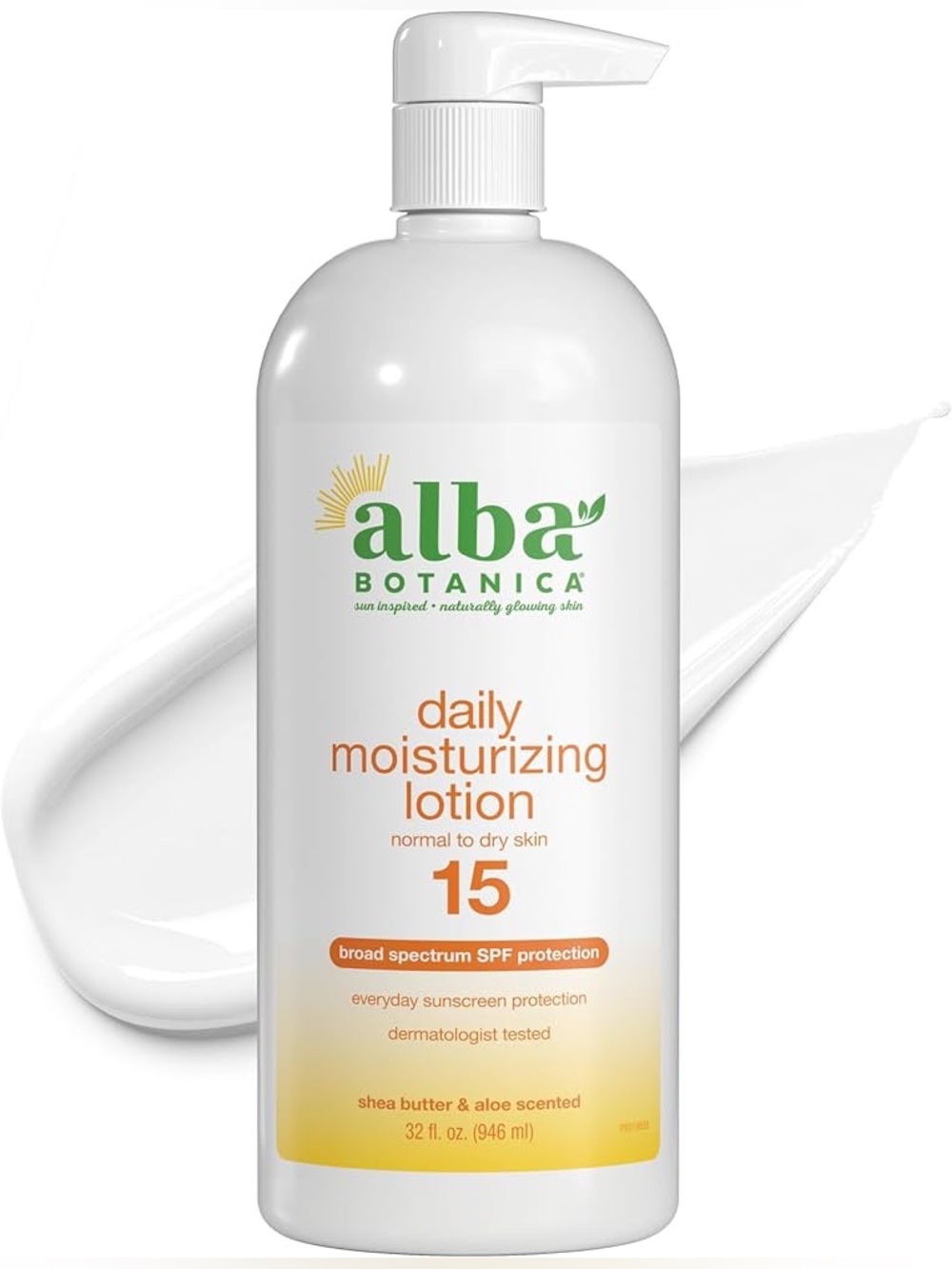 Alba Botanica Daily Moisturizing Lotion | SPF 15 | Normal/Dry Skin | 32oz w/Pump